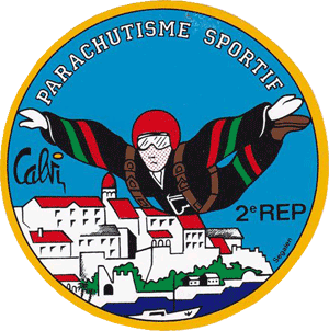 2° REP Parachutisme Sportif  Calvi  autocollant réalisé par le Capitaine  MOUROT  directeur de la SMPS  1997 - 2005  